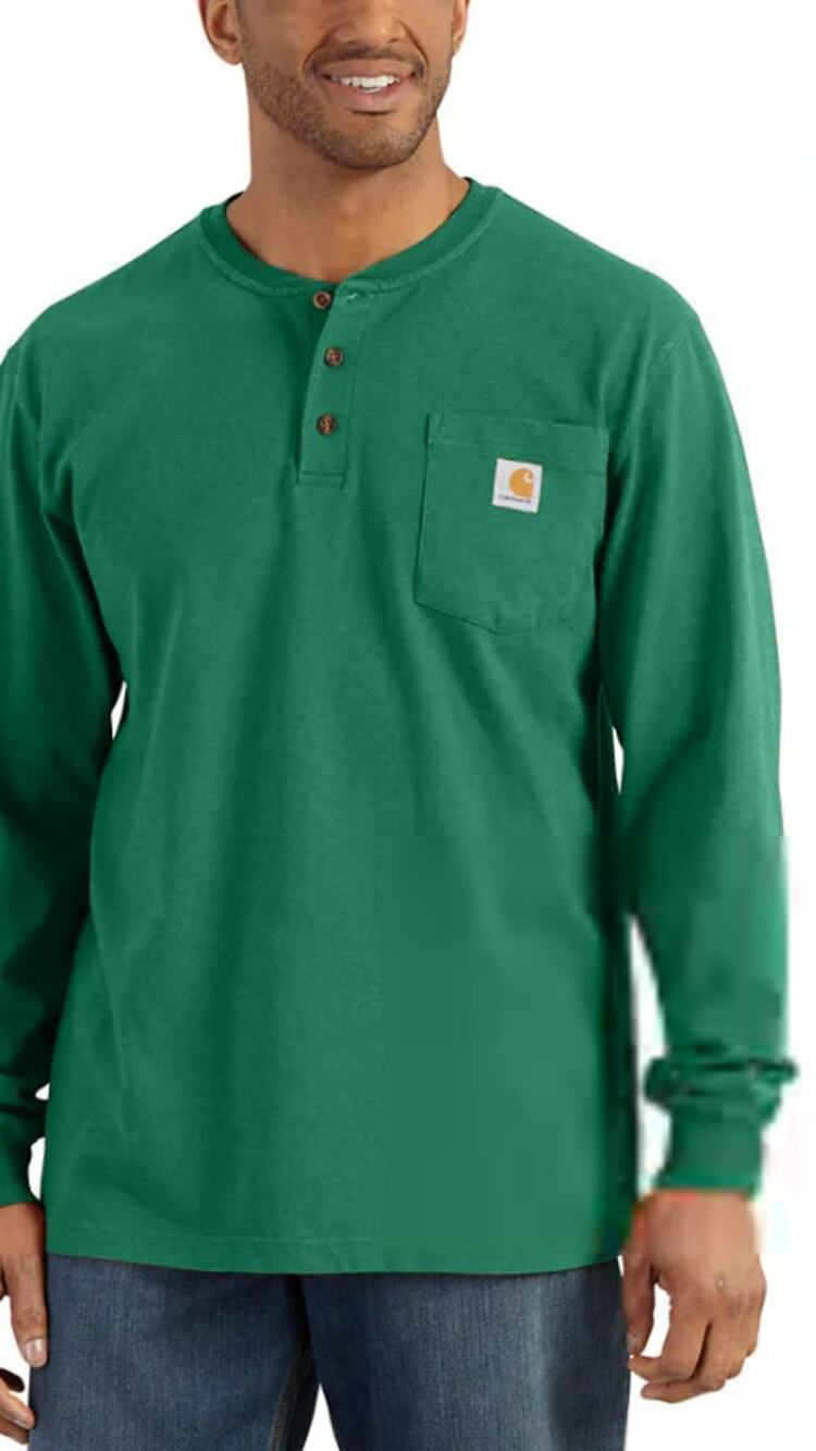 NWT Carhartt Dearborn Loose Fit Long Sleeve Pocket Henley T-Shirt sz XL TALL
